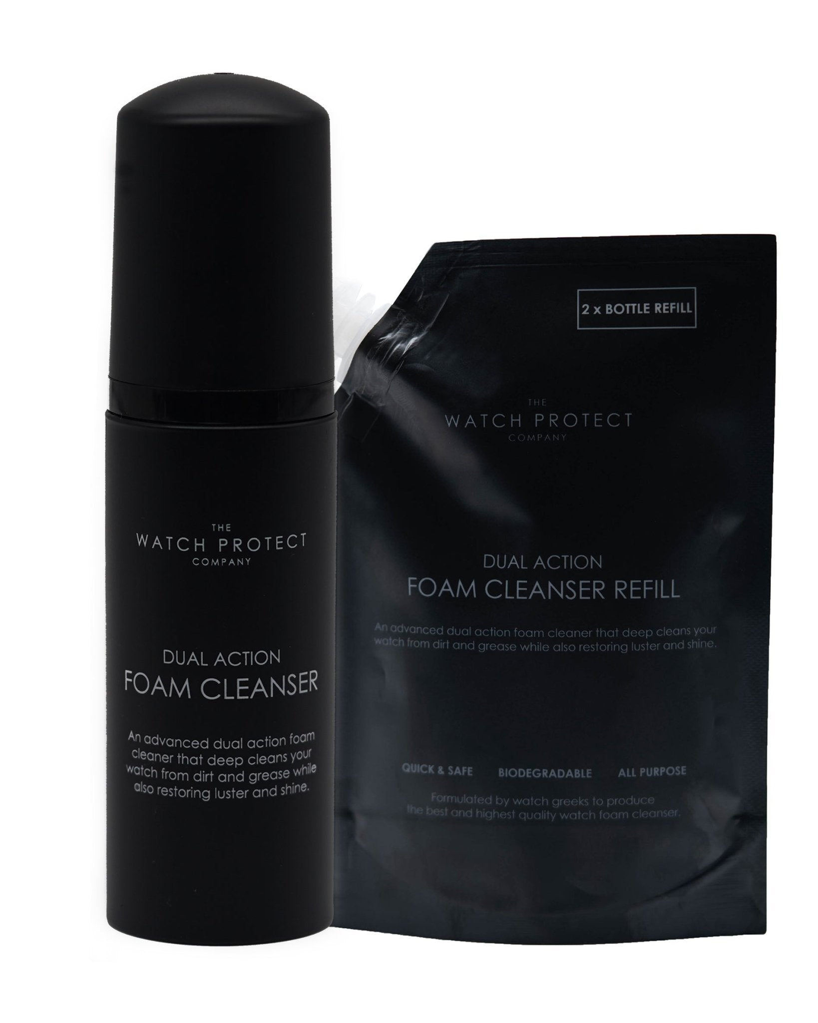 Dual Action Foam Cleanser and Refill Pouch Bundle - The Watch Protect Company