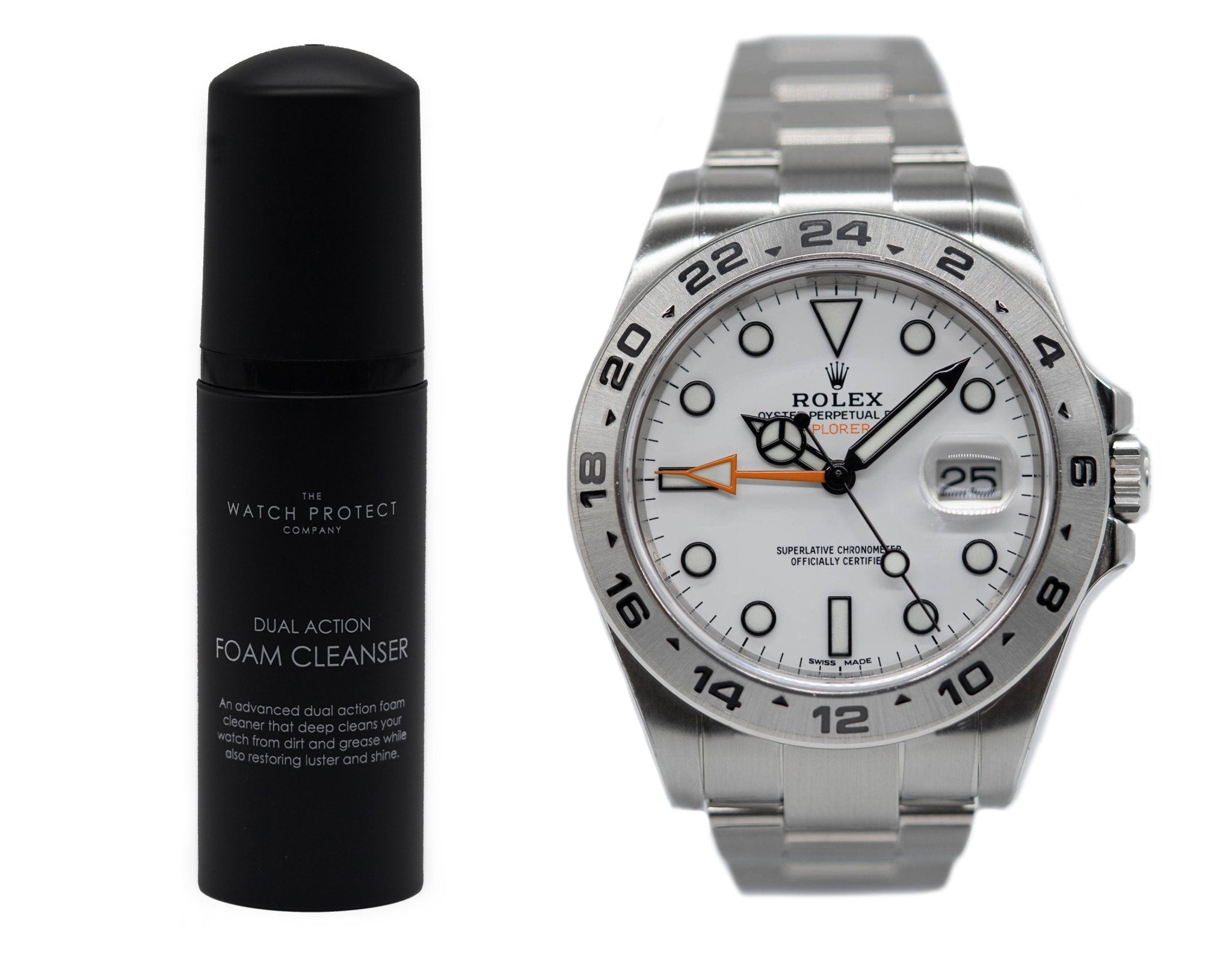 DUAL ACTION FOAM CLEANER & ROLEX EXPLORER II 216750 - TIER 3 - WATCH PROTECTION KIT BUNDLE - The Watch Protect Company